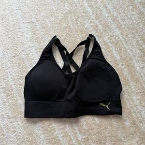 Puma Women's Black and Gold Sports Bra